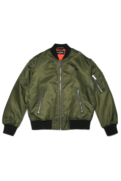 Dsquared2 Kids' Multi-pocket Bomber Jacket In Arancione/verde | ModeSens