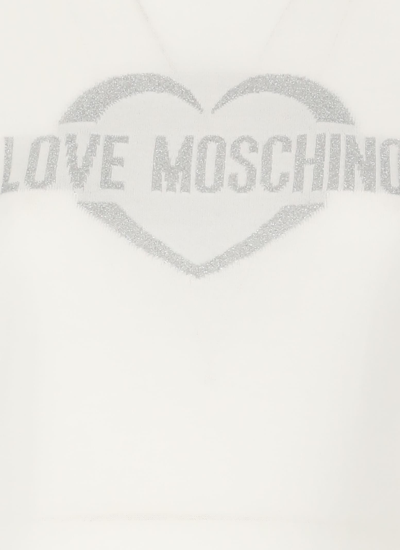 Shop Love Moschino Sweater With Heart Logo In Optical White