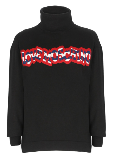Shop Love Moschino Sweater With Logo In Black