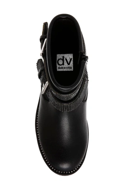 Shop Dolce Vita Kids' Yeddy Rhinestone Buckle Combat Boot In Black