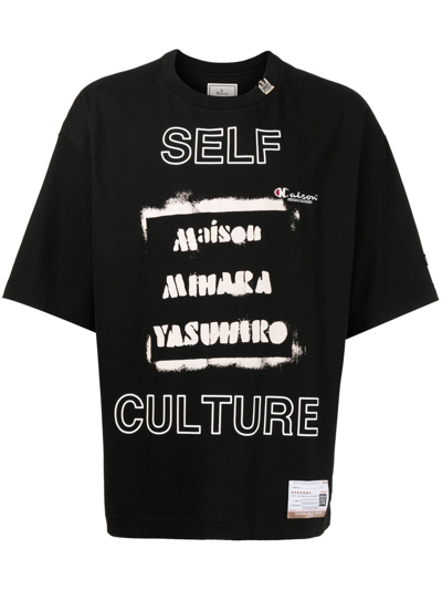 Shop Miharayasuhiro Maison Mihara Yasuhiro Men Self Culture Logo T-shirt In Black