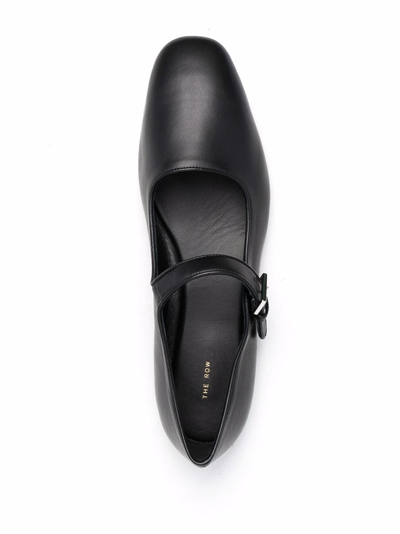 Shop The Row Women Ava Mary Jane Shoes In Goatskin Leather In Black
