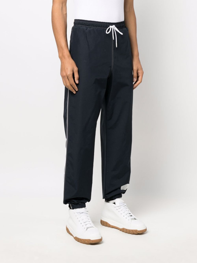 Shop Thom Browne Men Track Pants W/ Contrast White Stitching In Ripstop In 415 Navy
