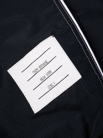 Shop Thom Browne Men Track Pants W/ Contrast White Stitching In Ripstop In 415 Navy