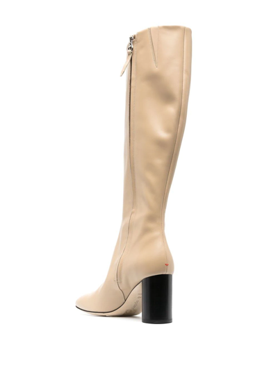 Shop Aeyde Ariana Leather Boots In Neutrals