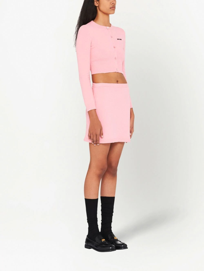 Shop Miu Miu Cotton Bouclé Mini Skirt In Pink