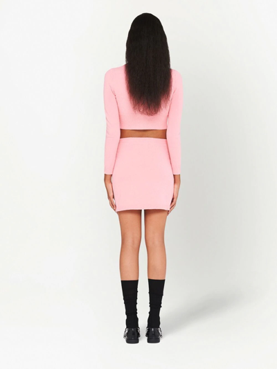 Shop Miu Miu Cotton Bouclé Mini Skirt In Pink