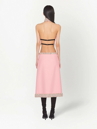 Shop Miu Miu Embellished Straight Skirt In Pink