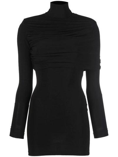 Shop Aleksandre Akhalkatsishvili Gathered Long-sleeve Mini Dress In Black