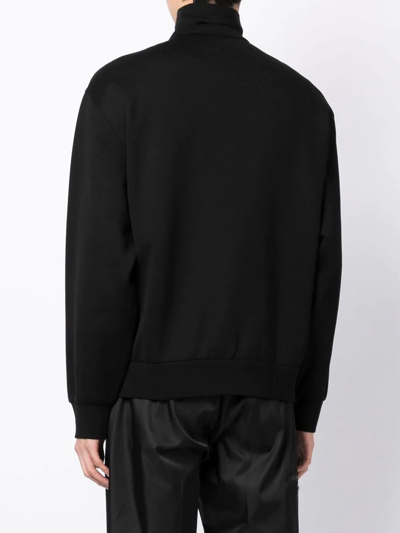 Shop Prada Crew-neck Rib-trimmed Sweatshirt In Black
