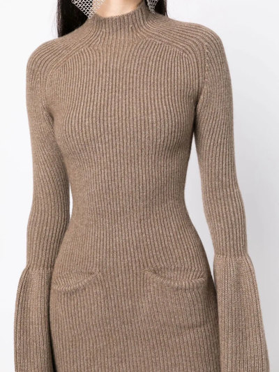 Shop Alexander Wang Ribbed-knit Jumper Dress In Brown