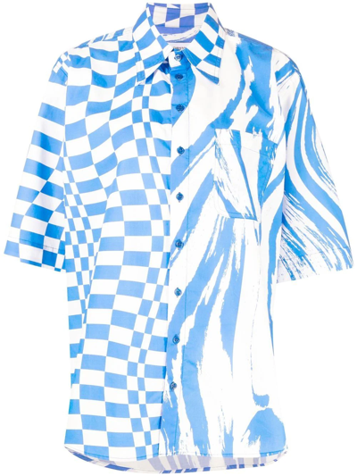 Christopher John Rogers Women's Oversized Wave & Check-print Shirt In White