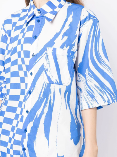 Christopher John Rogers Women's Oversized Wave & Check-print Shirt In White
