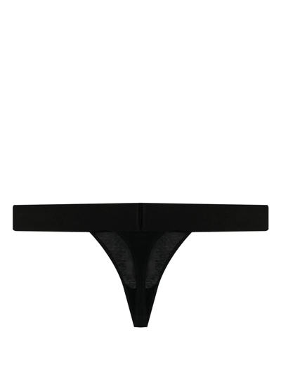 Shop Palm Angels Logo-trim Stretch-cotton Thong In Black