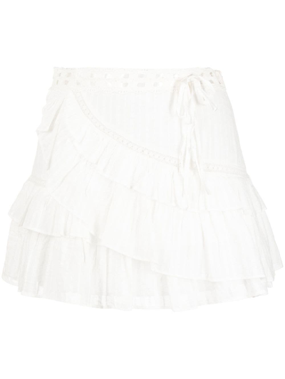 Shop Loveshackfancy Ruffle-trimmed Mini Skirt In White