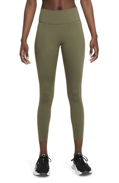 Shop Nike One Lux 7/8 Tights In Medium Olive/ Clear
