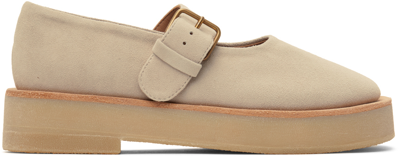 Shop Lauren Manoogian Taupe Buckle Oxfords In Chk Chalk