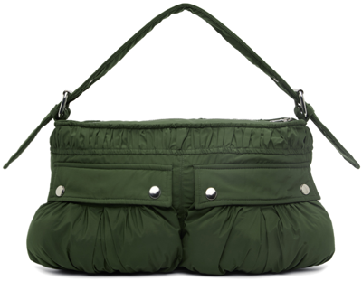 Shop Molly Goddard Green Medium Double Pocket Bag In Khaki