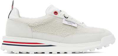 Shop Thom Browne Off-white Shearling Tech Sneakers In 100 White