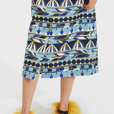 Shop La Doublej Pencil Skirt In Umbrellas Blu