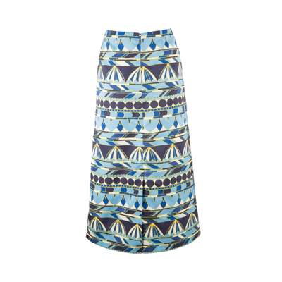 Shop La Doublej Pencil Skirt In Umbrellas Blu