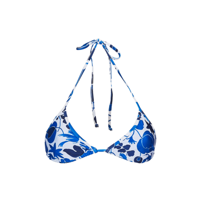 La Doublej Printed String Bikini Bottoms In Wildbird Blu