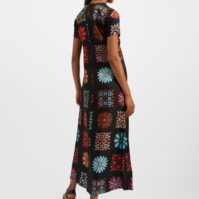 La Doublej Swing Floral-print Silk Maxi Dress In Vetrata Grande
