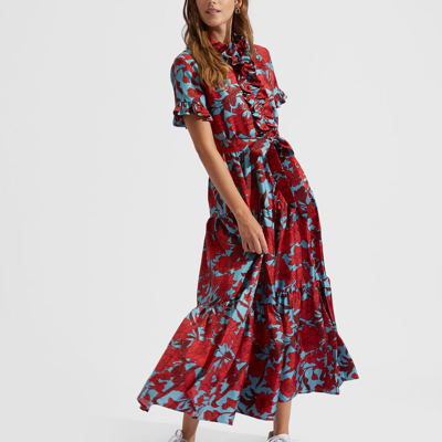 La Doublej Long And Sassy Floral Ruffle Dress In Lilium Turchese