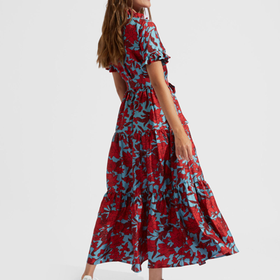 La Doublej Long And Sassy Floral Ruffle Dress In Lilium Turchese