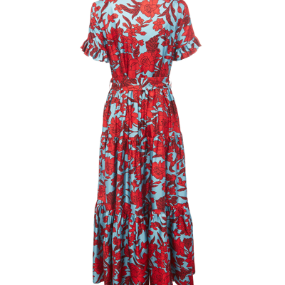 La Doublej Long And Sassy Floral Ruffle Dress In Lilium Turchese