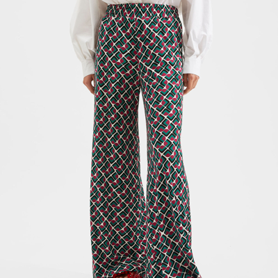 Shop La Doublej Palazzo Pants In Domino Verde