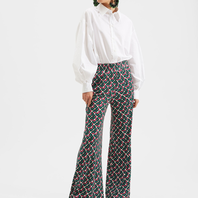 Shop La Doublej Palazzo Pants In Domino Verde