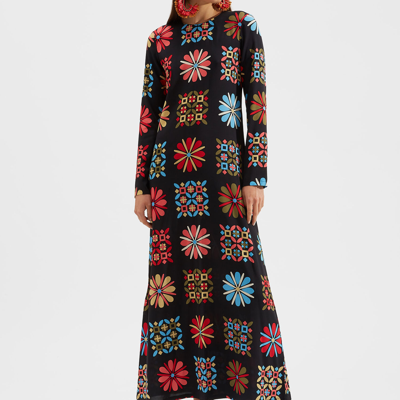 La Doublej Sable Long Sleeve Swing Maxi Dress In Vetrata Grande