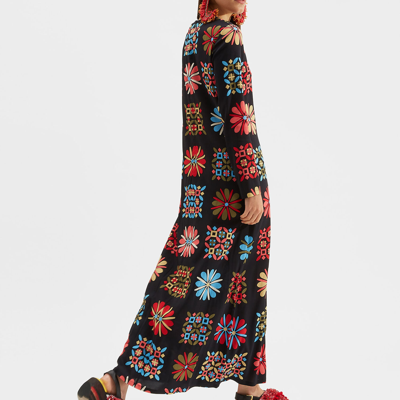 La Doublej Sable Long Sleeve Swing Maxi Dress In Vetrata Grande