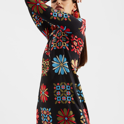 La Doublej Sable Long Sleeve Swing Maxi Dress In Vetrata Grande