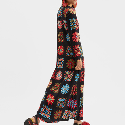 La Doublej Sable Long Sleeve Swing Maxi Dress In Vetrata Grande