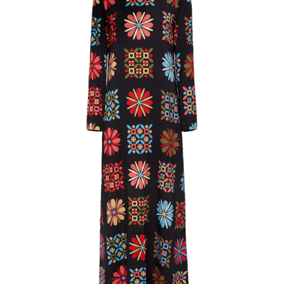La Doublej Sable Long Sleeve Swing Maxi Dress In Vetrata Grande