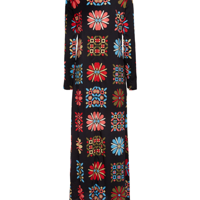 La Doublej Sable Long Sleeve Swing Maxi Dress In Vetrata Grande