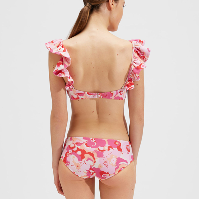 Shop La Doublej Ruffle Bikini Top In Peonia Rosa