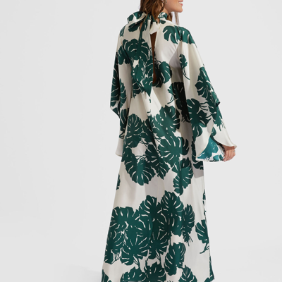 La Doublej Magnifico Monstera-print Silk-twill Dress In Monstera