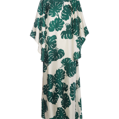 La Doublej Magnifico Monstera-print Silk-twill Dress In Monstera