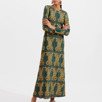 Shop Ladoublej Long Sleeve Swing Dress In Tiger Tiles