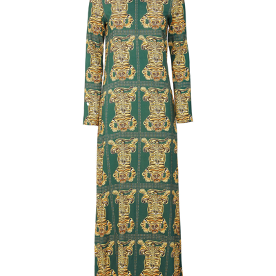 Shop Ladoublej Long Sleeve Swing Dress In Tiger Tiles