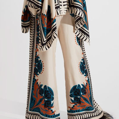La Doublej Florence-print Silk Twill Palazzo Pants In Florence Placée
