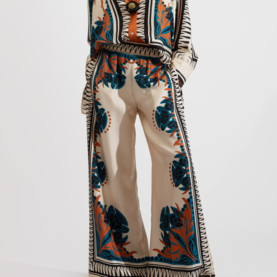 La Doublej Florence-print Silk Twill Palazzo Pants In Florence Placée