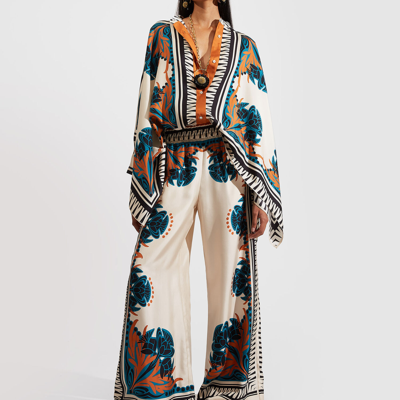 La Doublej Florence-print Silk Twill Palazzo Pants In Florence Placée