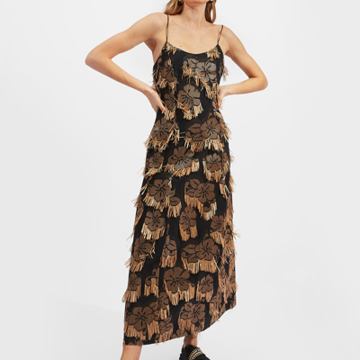La Doublej Floral-print Flared Maxi Dress In Hibiscus Raffia