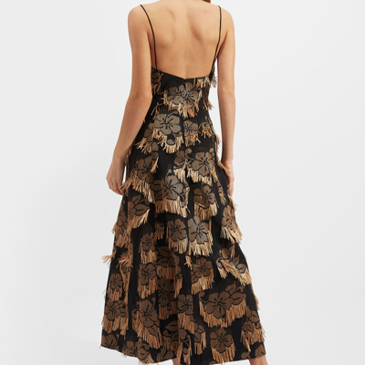 La Doublej Floral-print Flared Maxi Dress In Hibiscus Raffia