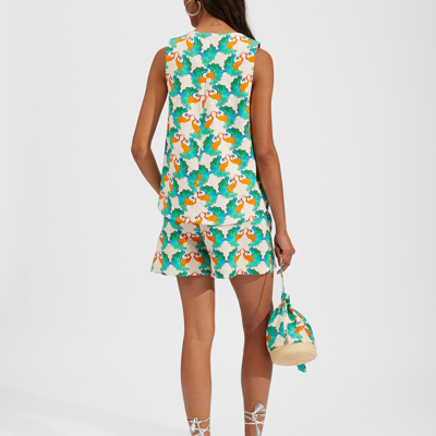 La Doublej La Scala Peacock-print Cotton-blend Twill Top In Kissers
