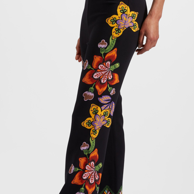 Shop La Doublej Stretch Pants (placée) In Folk Flowers Nero Placée